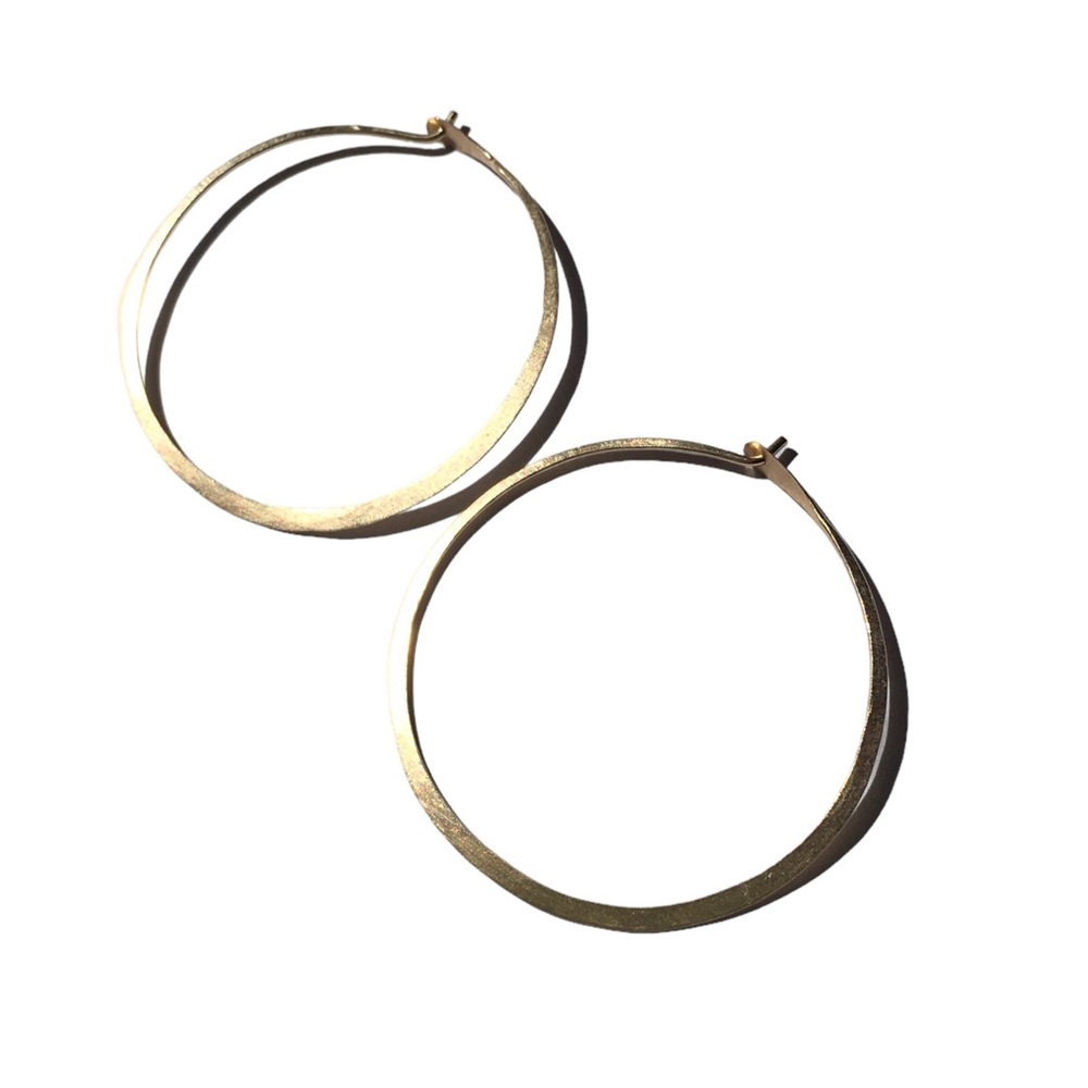 Vintage Solid Gold Hoops 1” Diameter - image 5